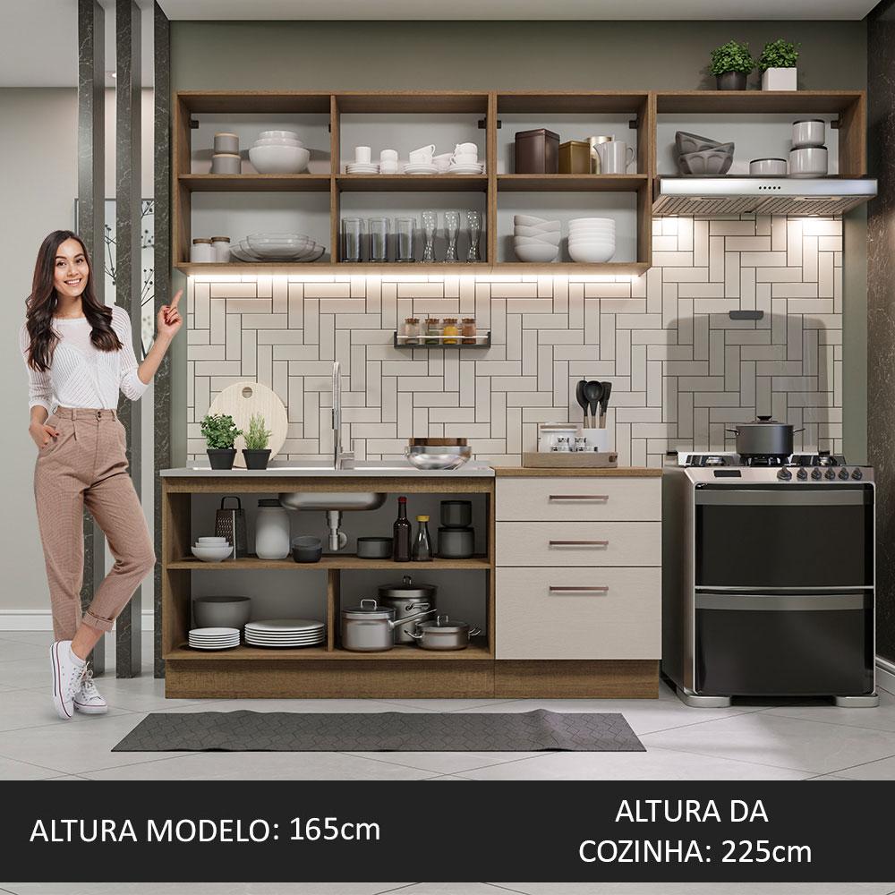 Armário de Cozinha Completa 260cm Rustic/Crema Agata Madesa 02