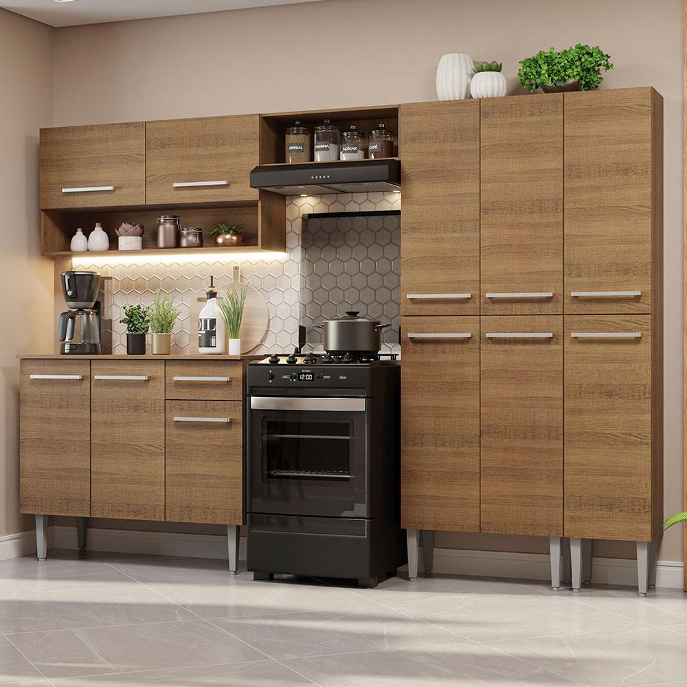 Armário de Cozinha Completa 261cm Rustic Emilly Madesa 02