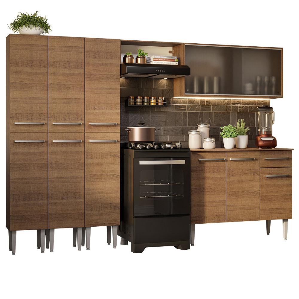 Armário de Cozinha Completa 261cm Rustic Emilly Madesa 03