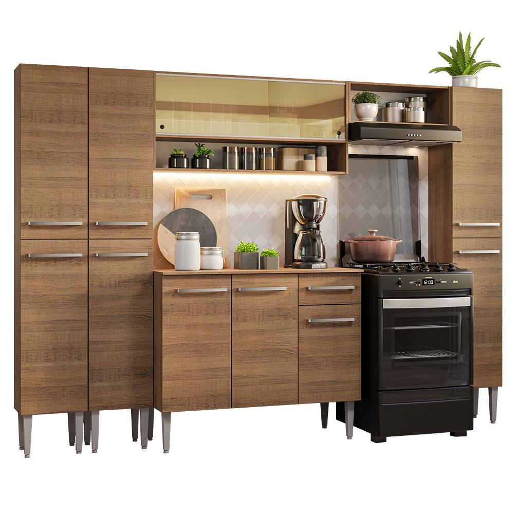 Armário de Cozinha Completa 261cm Rustic Emilly Madesa 04