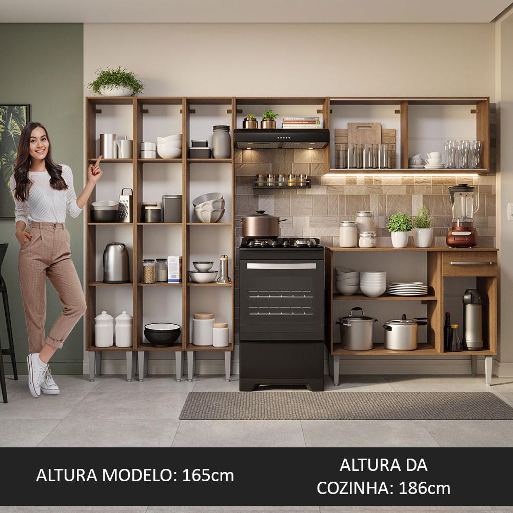 Armário de Cozinha Completa 261cm Rustic Emilly Madesa 05