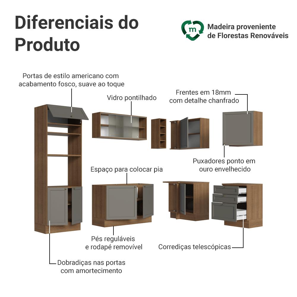 Armário de Cozinha Completa 270 cm BC Vik Madesa 03