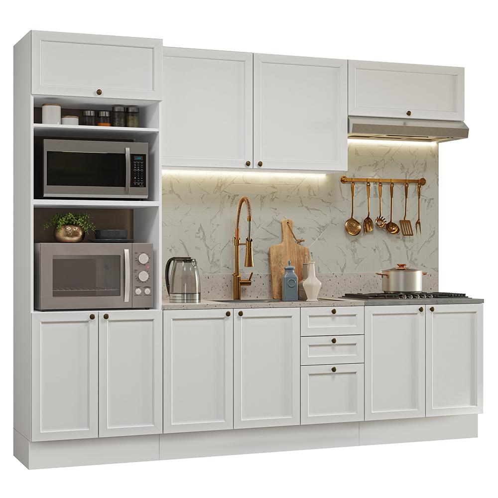 Armário de Cozinha Completa 270 cm Branco Vik Madesa 01