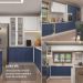 Armário de Cozinha Completa 270 cm Branco/Azul/Branco Vik Madesa 01