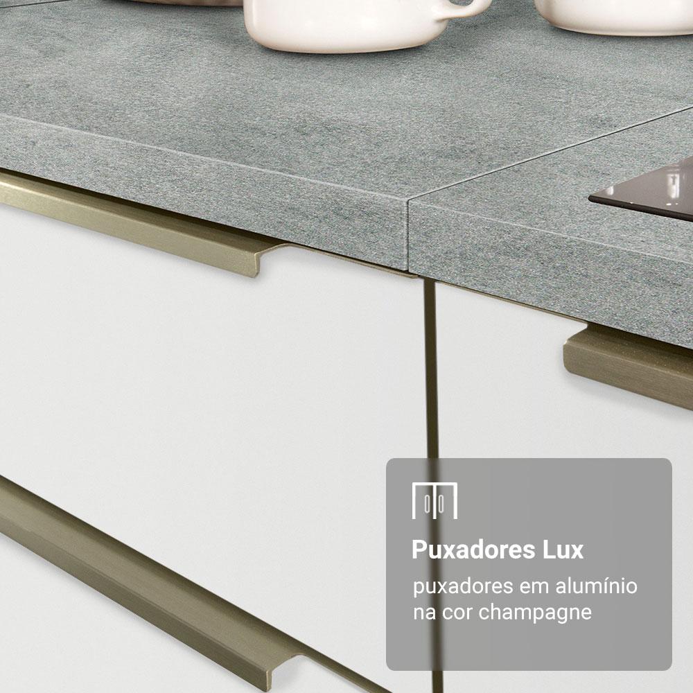 Armário de Cozinha Completa 270cm Branco/Branco Veludo Lux Madesa 04