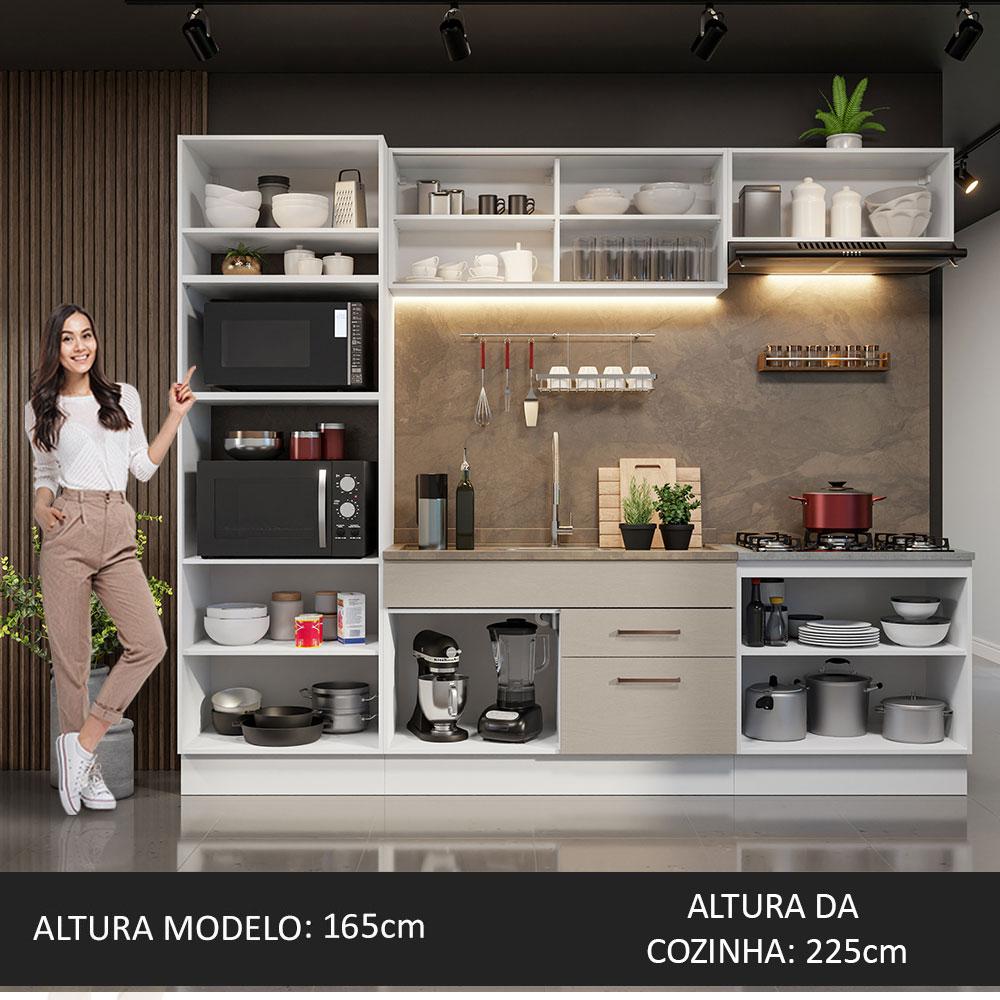 Armário de Cozinha Completa 270cm Branco/Crema Agata Madesa 03