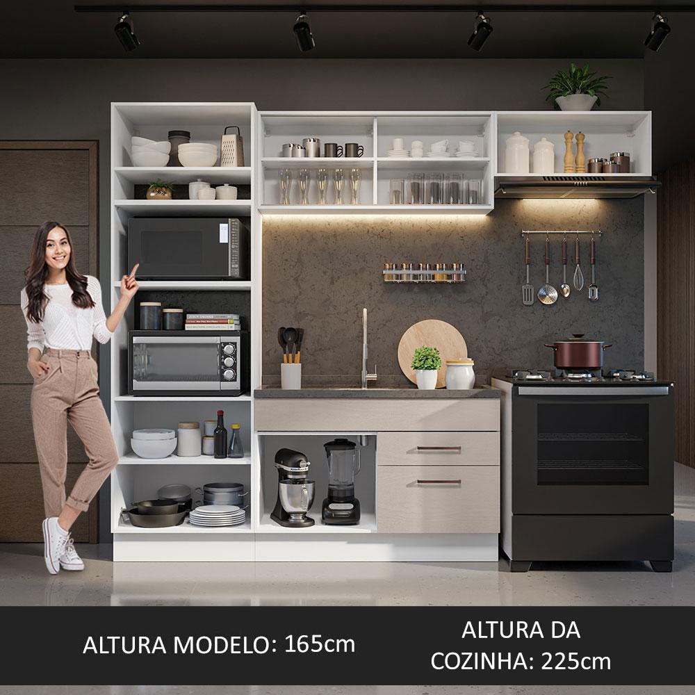 Armário de Cozinha Completa 270cm Branco/Crema Agata Madesa 04