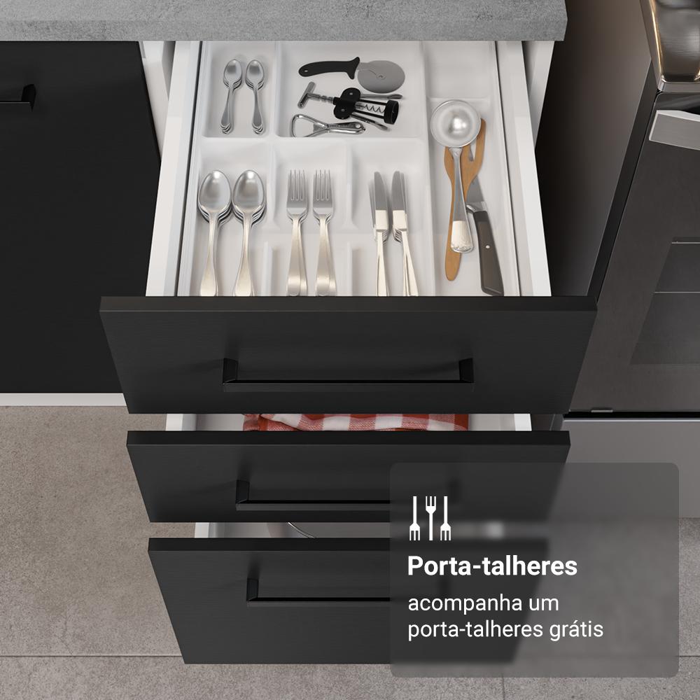 Armário de Cozinha Completa 270cm Branco/Preto Agata Madesa 11