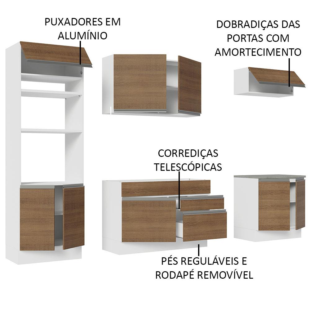 Armário de Cozinha Completa 270cm Branco/Rustic Glamy Madesa 13