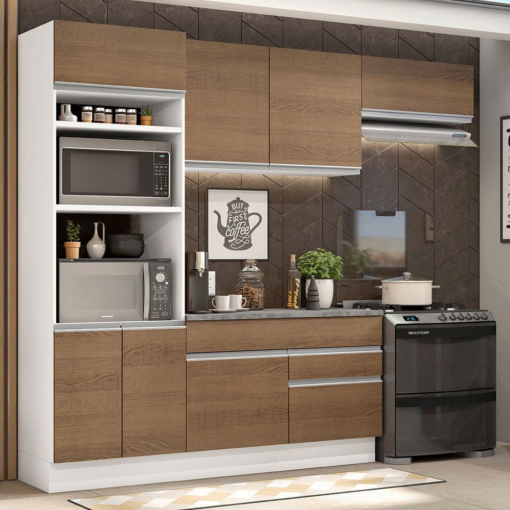 Armário de Cozinha Completa 270cm Branco/Rustic Glamy Madesa 14