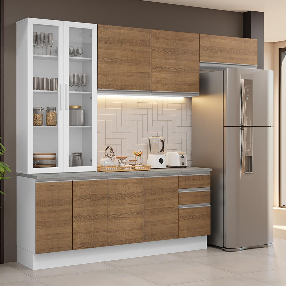 Armário de Cozinha Completa 270cm Branco/Rustic Glamy Madesa 16