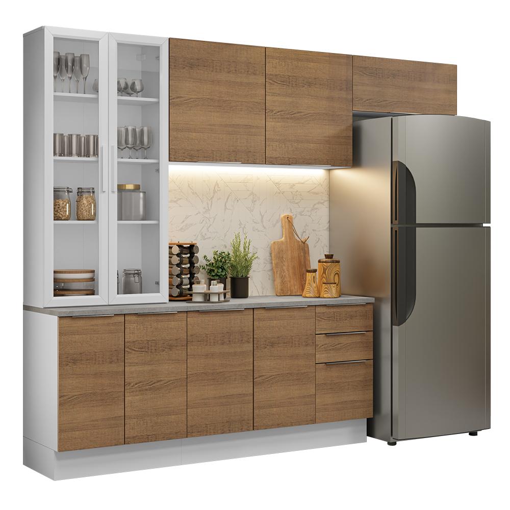 Armário de Cozinha Completa 270cm Branco/Rustic Stella Madesa 11