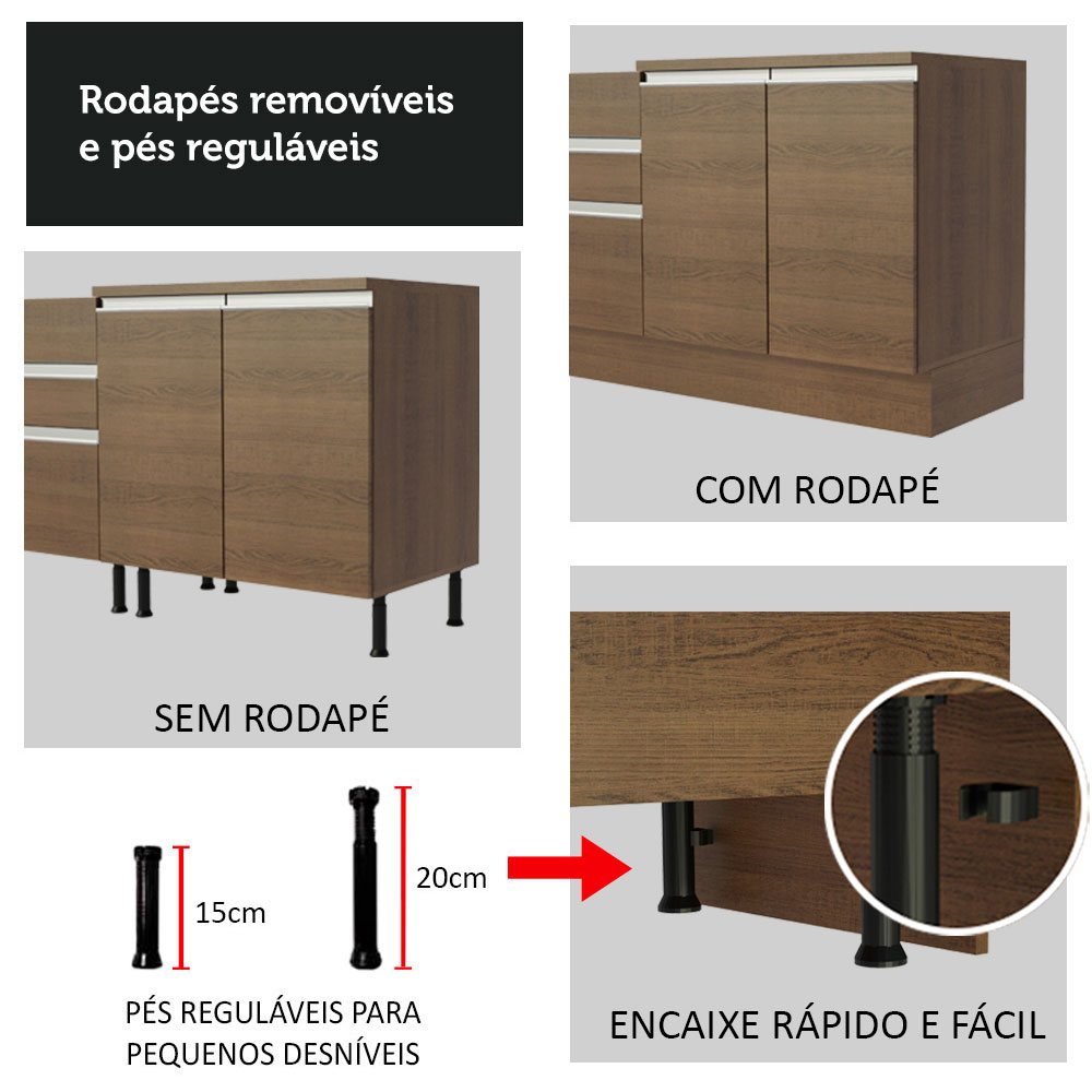 Armário de Cozinha Completa 270cm Rustic Glamy Madesa 14