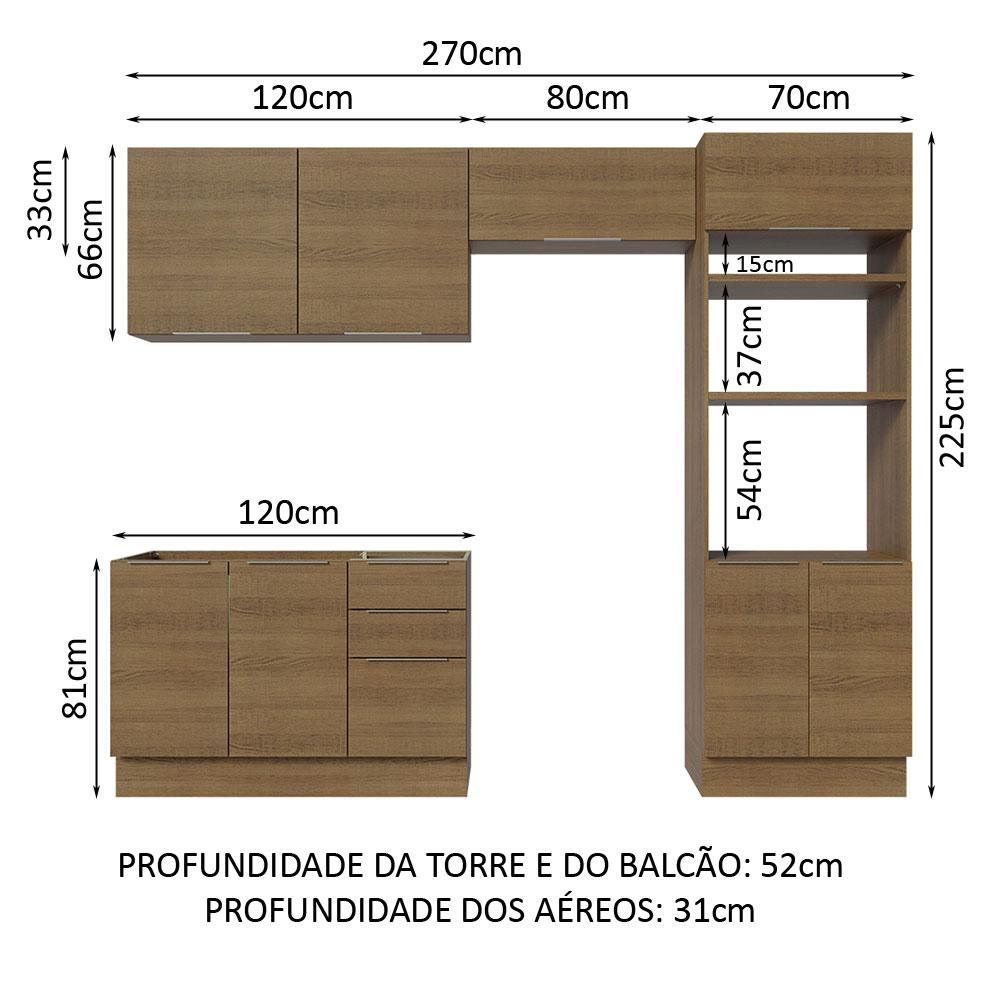 Armário de Cozinha Completa 270cm Rustic Stella Madesa 05
