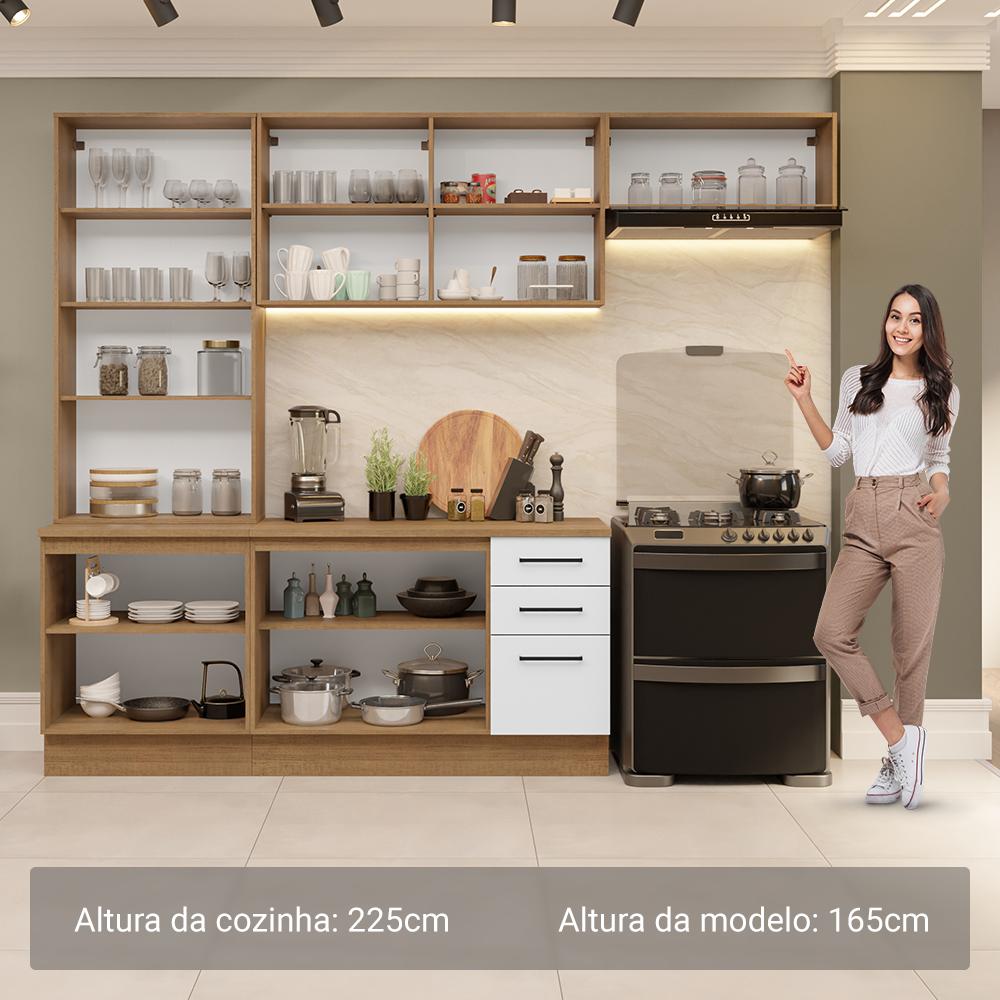 Armário de Cozinha Completa 270cm Rustic/Branco Agata Madesa 11