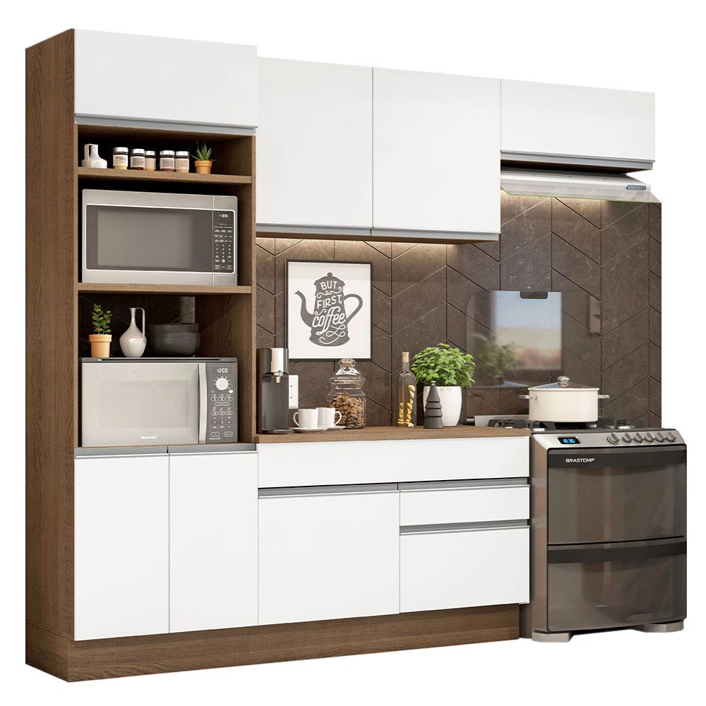 Armário de Cozinha Completa 270cm Rustic/Branco Glamy Madesa 14