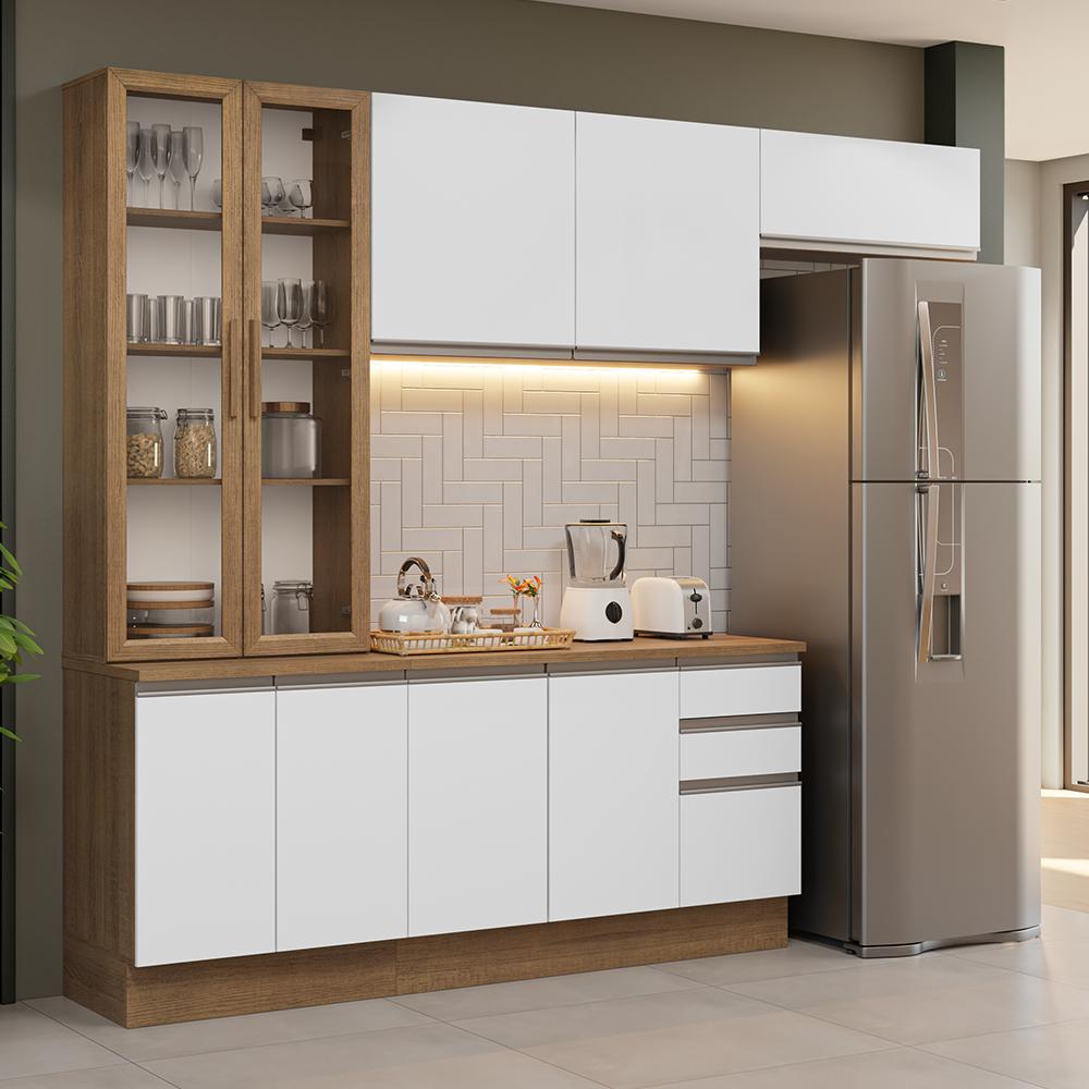 Armário de Cozinha Completa 270cm Rustic/Branco Glamy Madesa 16