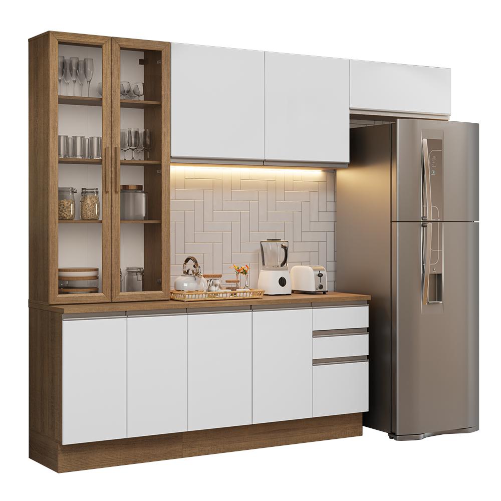 Armário de Cozinha Completa 270cm Rustic/Branco Glamy Madesa 16