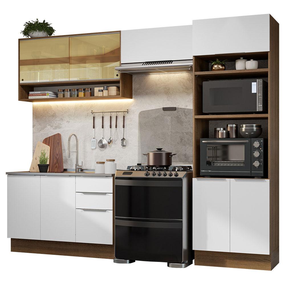 Armário de Cozinha Completa 270cm Rustic/Branco Stella Madesa 07