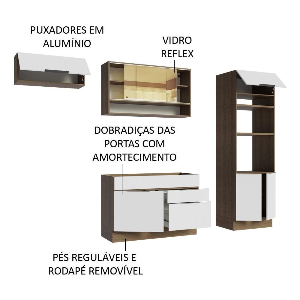 Armário de Cozinha Completa 270cm Rustic/Branco Stella Madesa 09