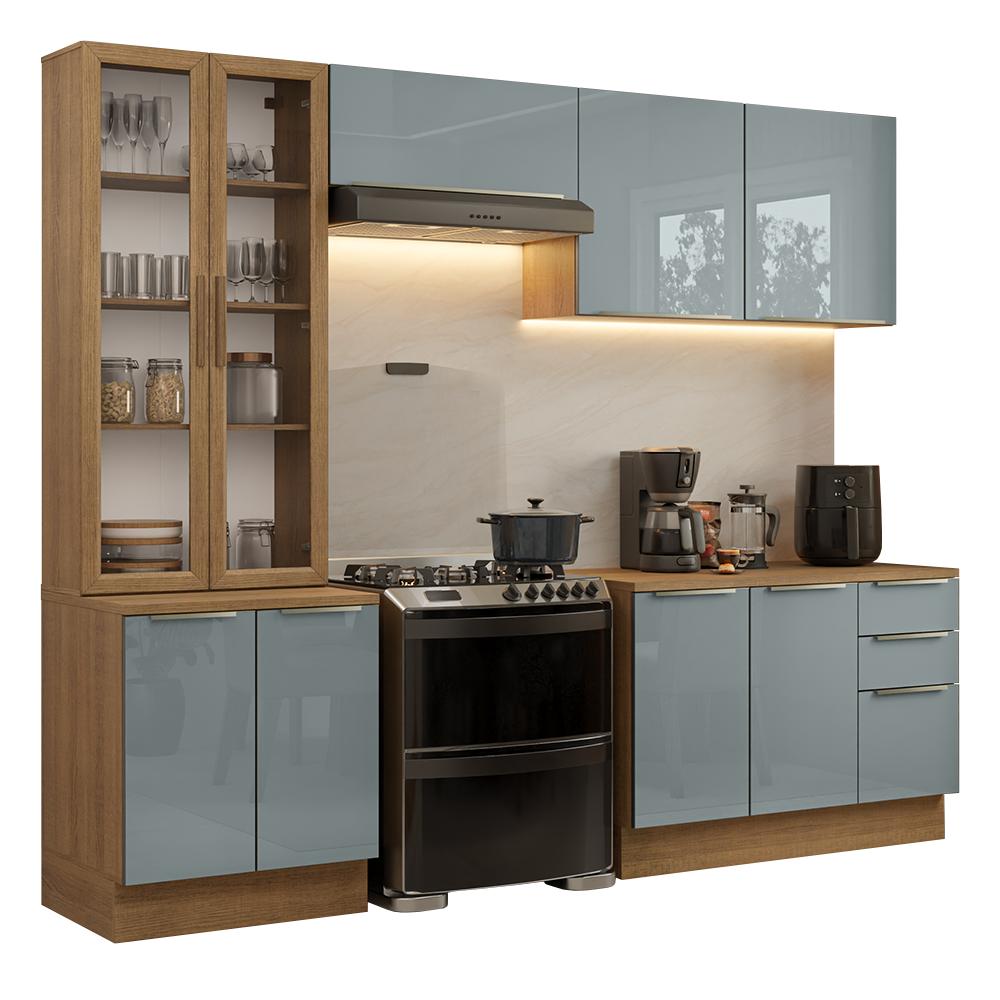 Armário de Cozinha Completa 270cm Rustic/Cinza Lux Madesa 04