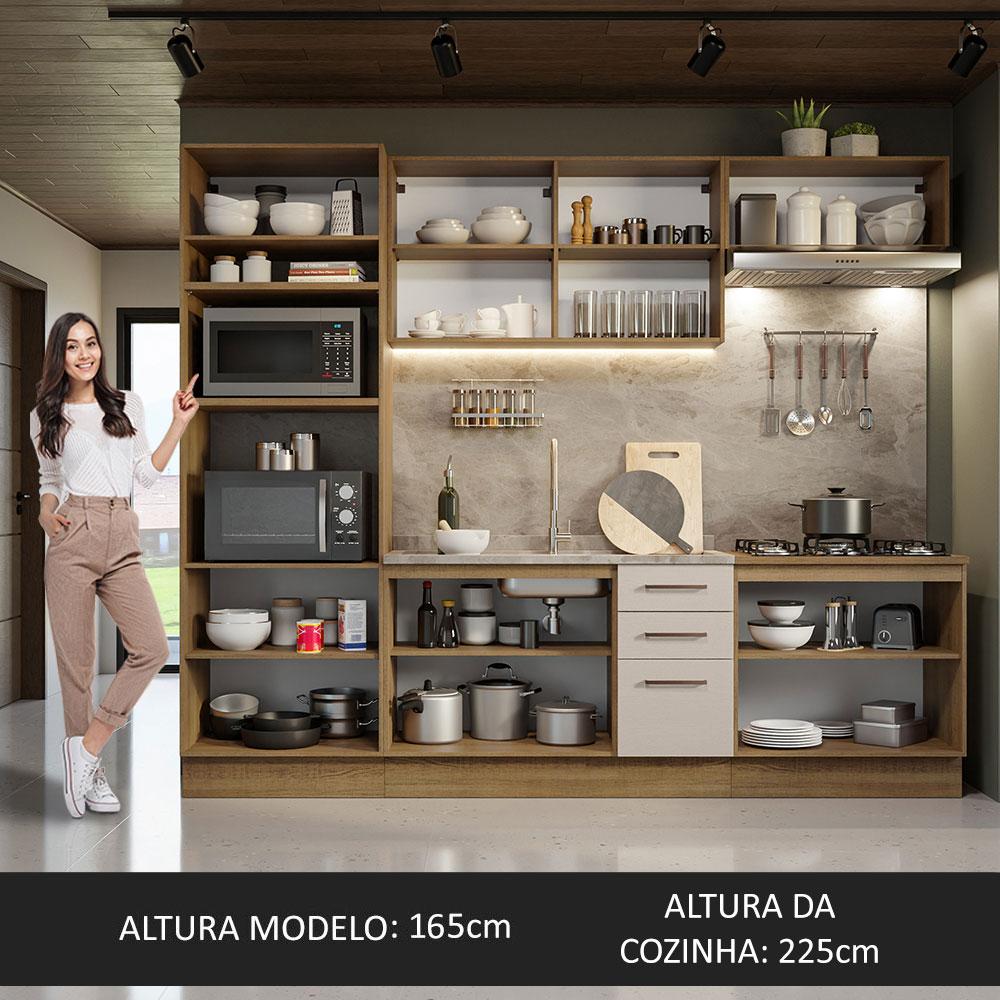 Armário de Cozinha Completa 270cm Rustic/Crema Agata Madesa 01
