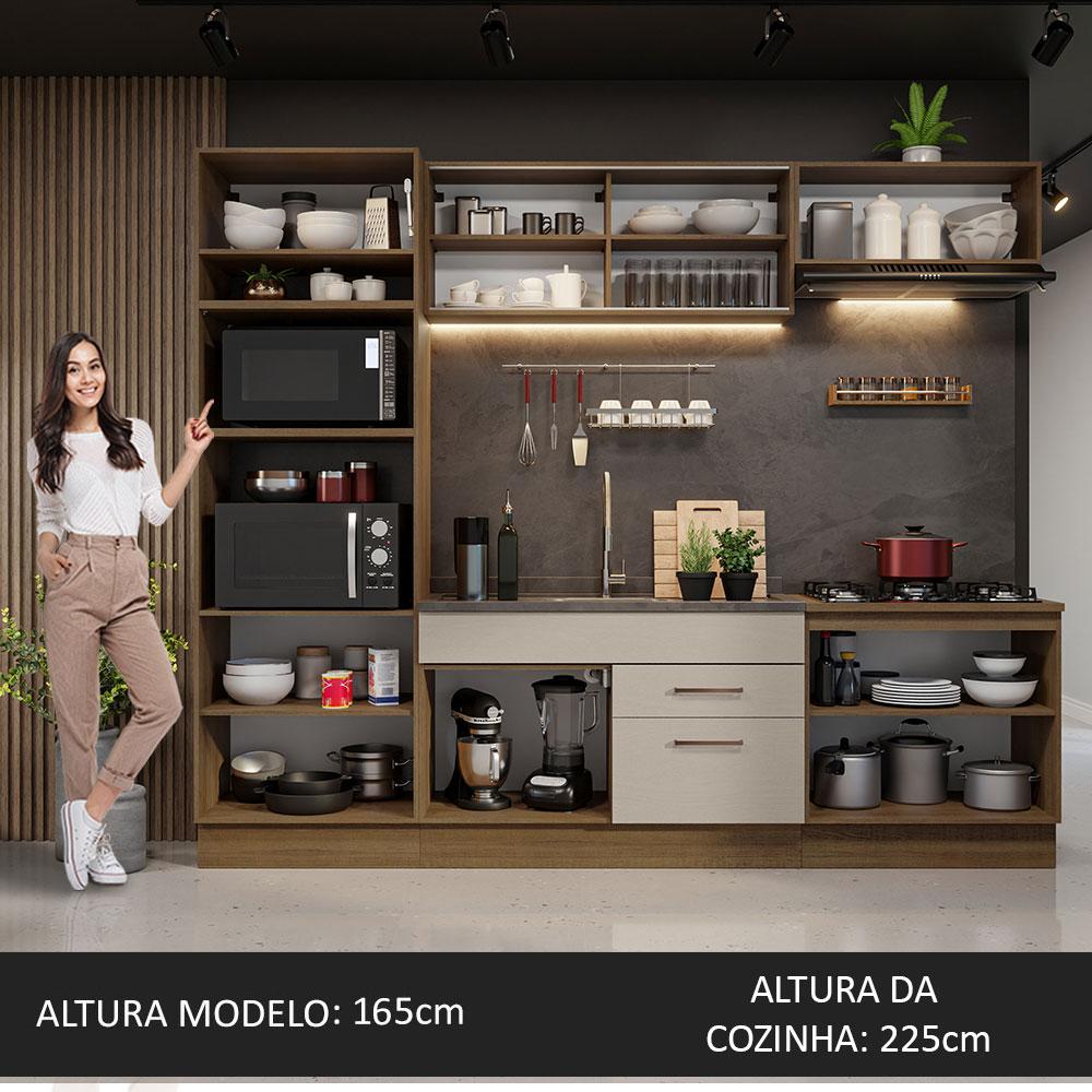 Armário de Cozinha Completa 270cm Rustic/Crema Agata Madesa 03