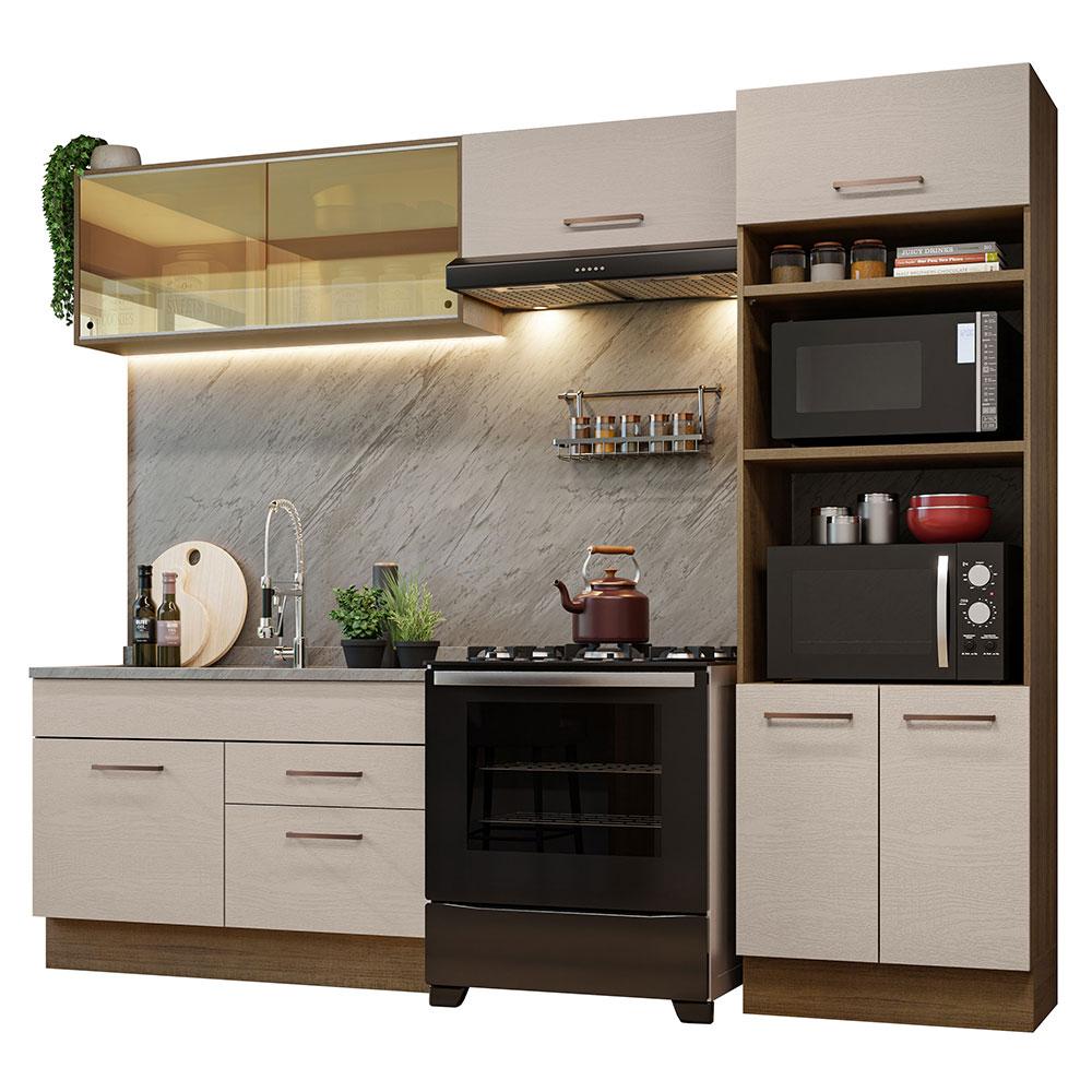 Armário de Cozinha Completa 270cm Rustic/Crema Agata Madesa 05