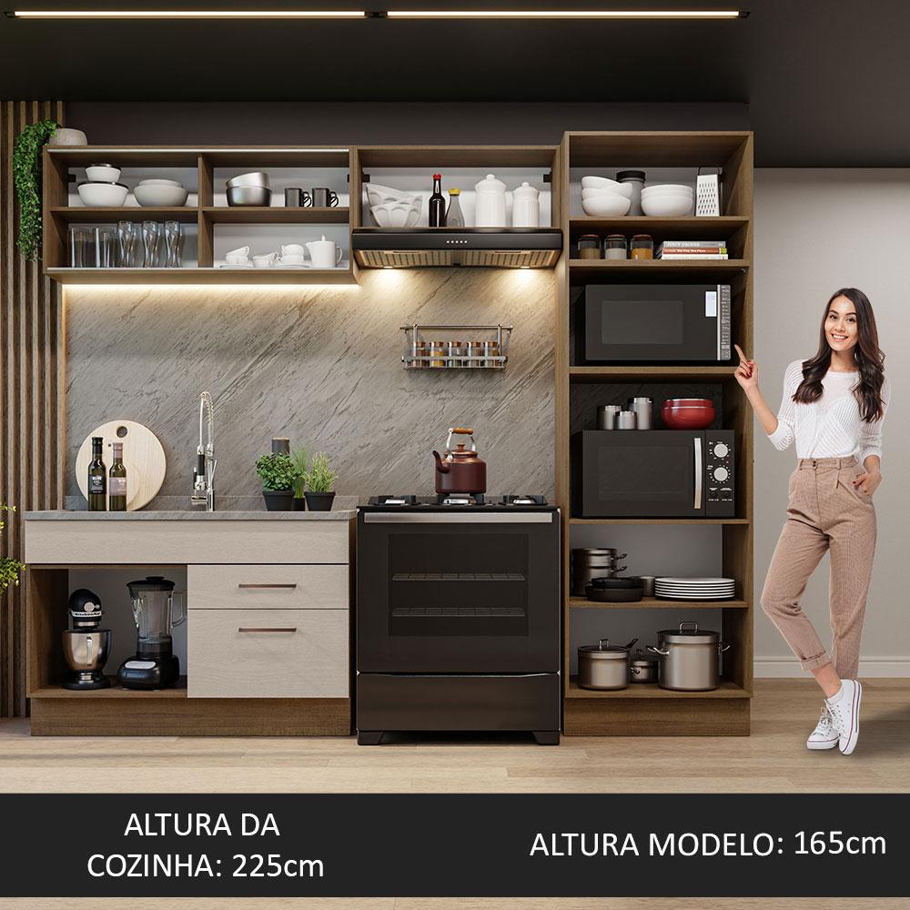 Armário de Cozinha Completa 270cm Rustic/Crema Agata Madesa 05