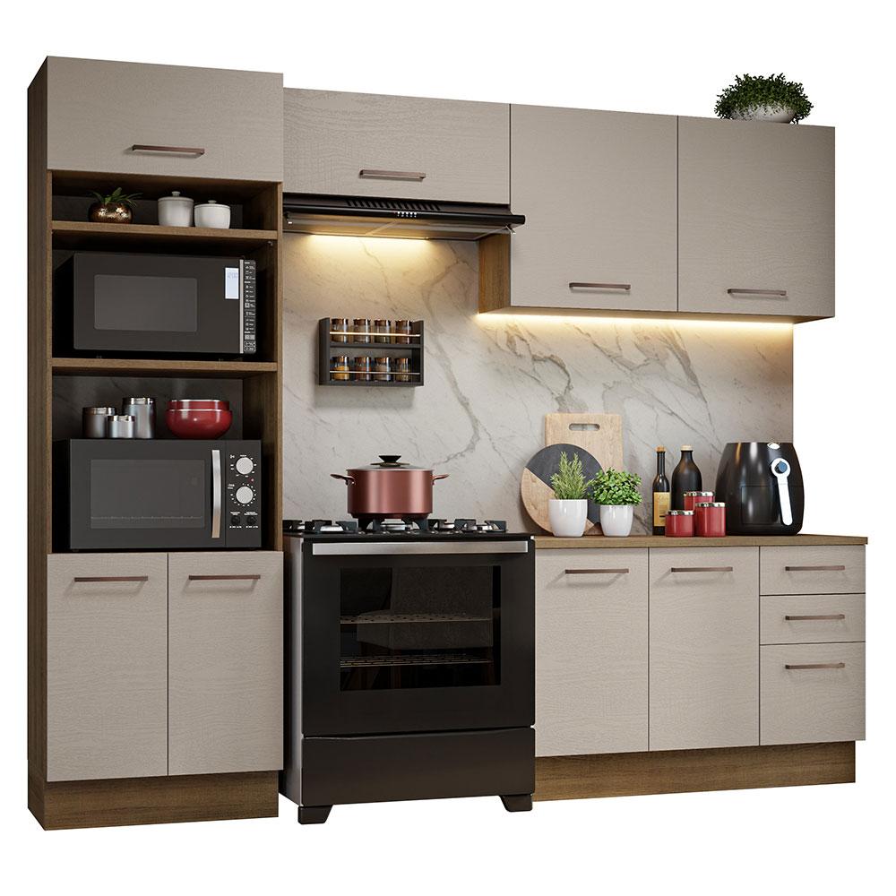 Armário de Cozinha Completa 270cm Rustic/Crema Agata Madesa 07