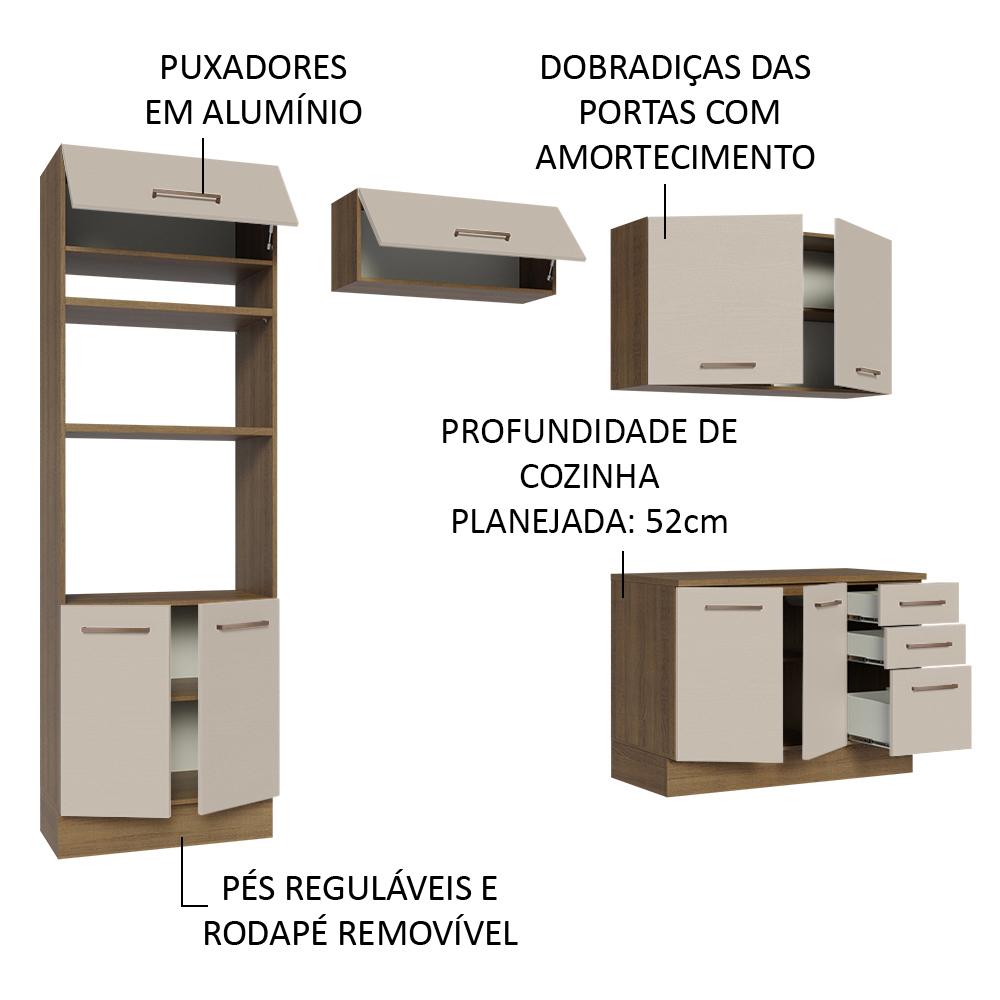 Armário de Cozinha Completa 270cm Rustic/Crema Agata Madesa 07