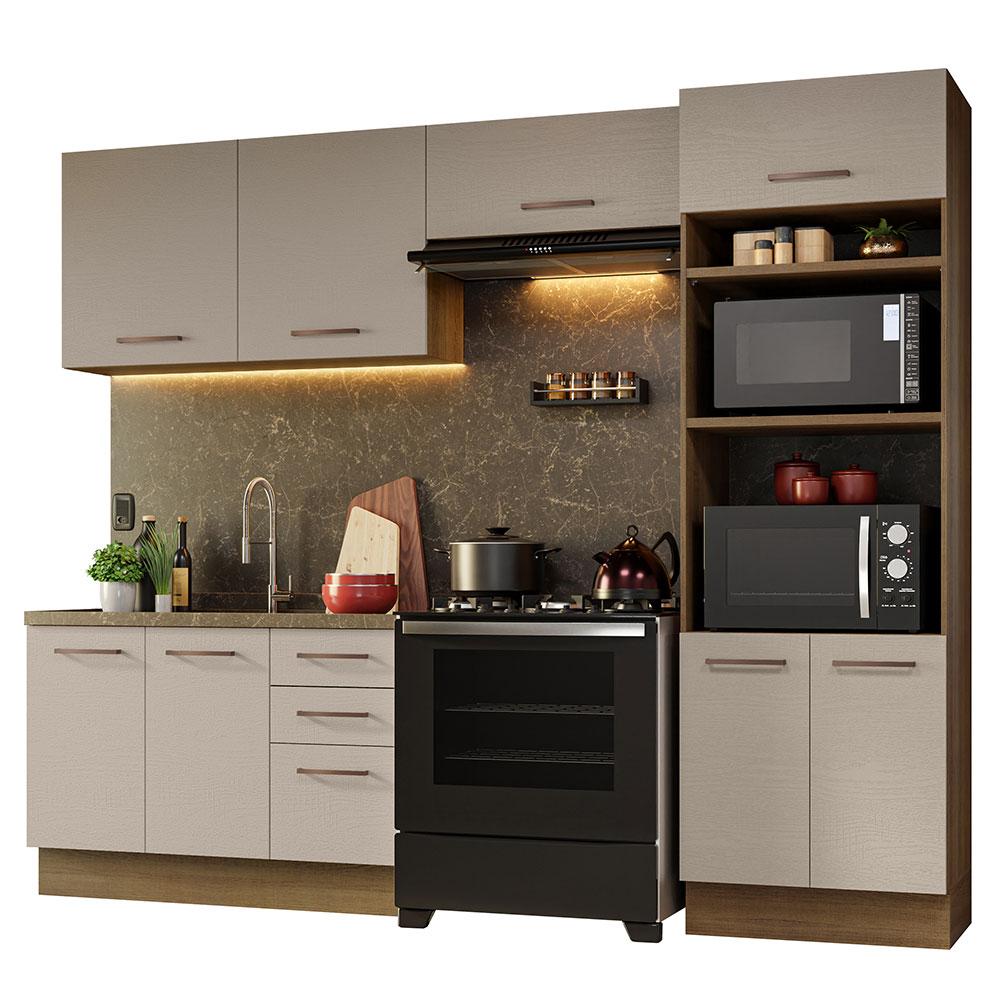 Armário de Cozinha Completa 270cm Rustic/Crema Agata Madesa 08