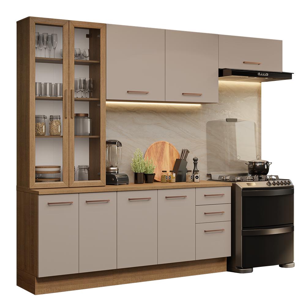 Armário de Cozinha Completa 270cm Rustic/Crema Agata Madesa 11