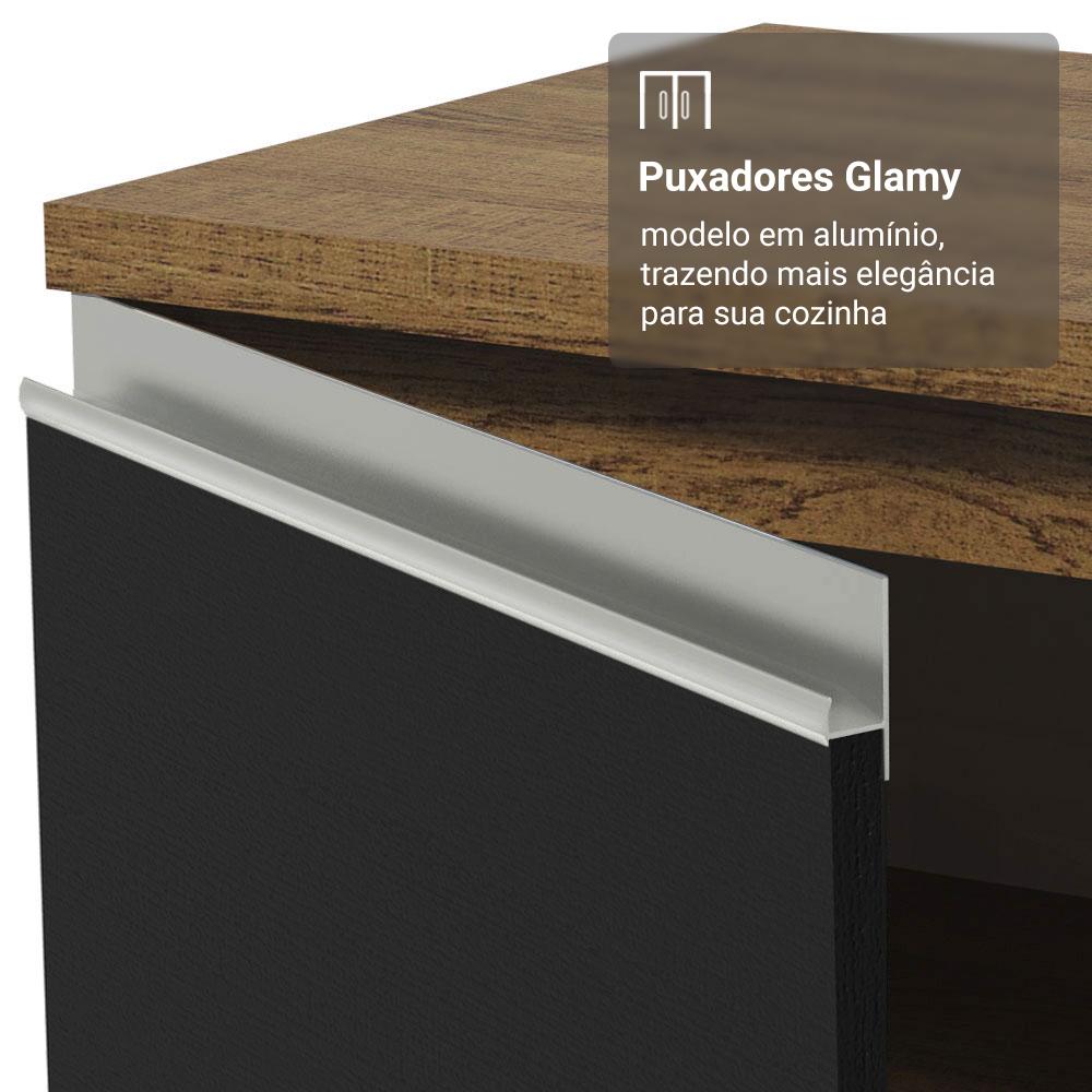 Armário de Cozinha Completa 270cm Rustic/Preto Glamy Madesa 16