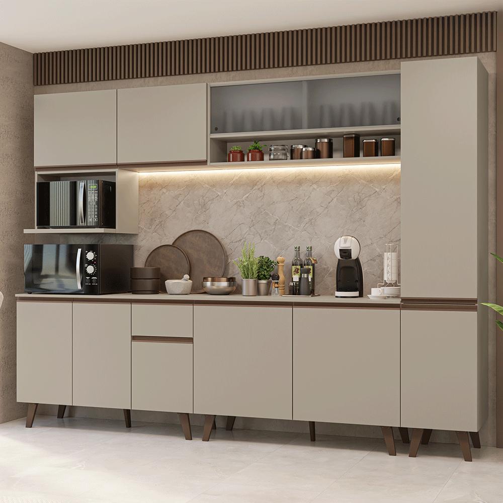 Armário de Cozinha Completa 280 cm Crema Nice Madesa 02