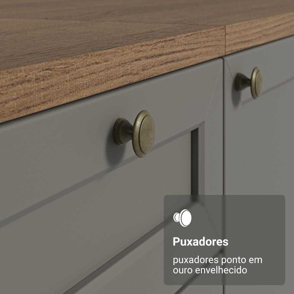 Armário de Cozinha Completa 280 cm Rustic/Cinza Vik Madesa 01