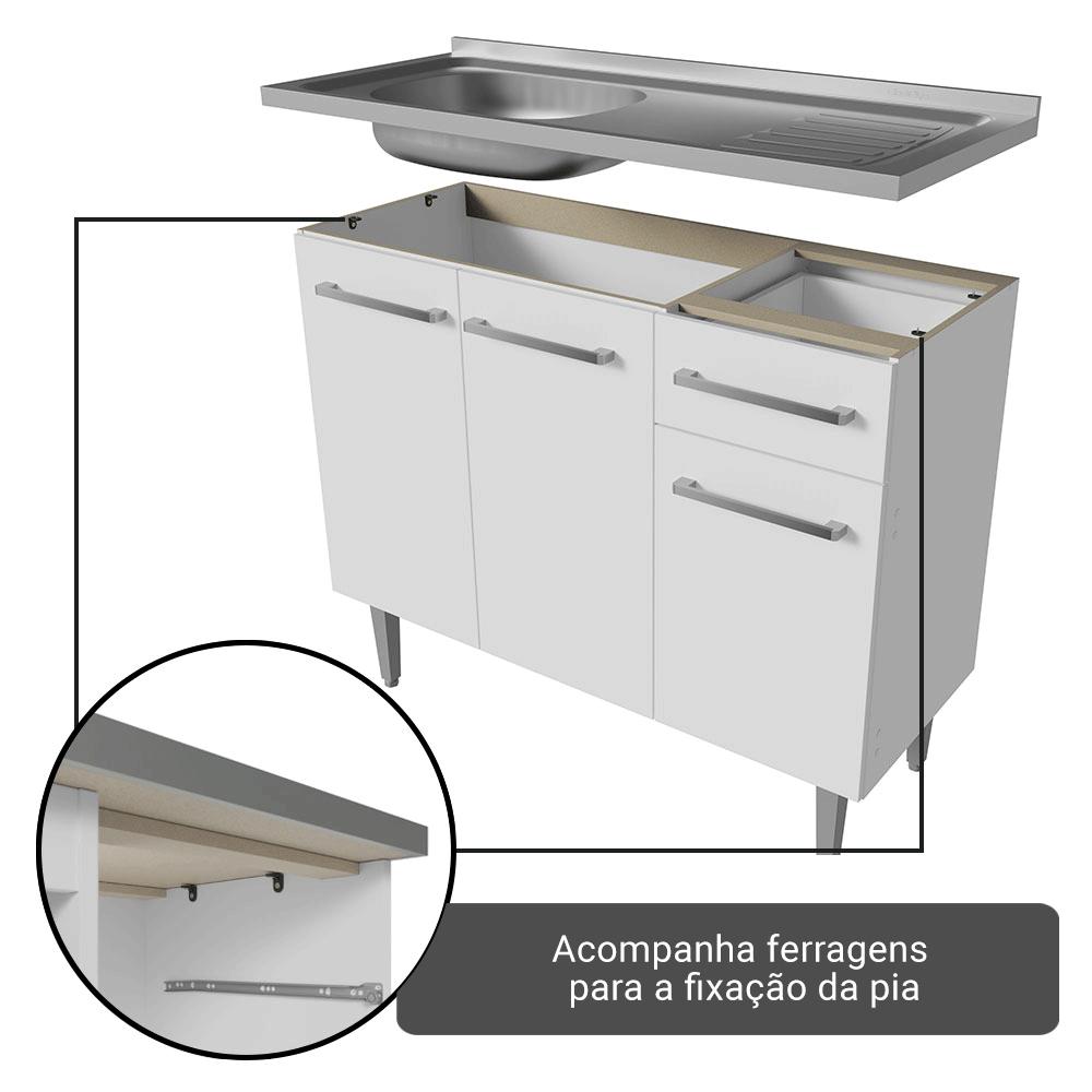 Armário de Cozinha Completa 293cm Branco Emilly Madesa 09