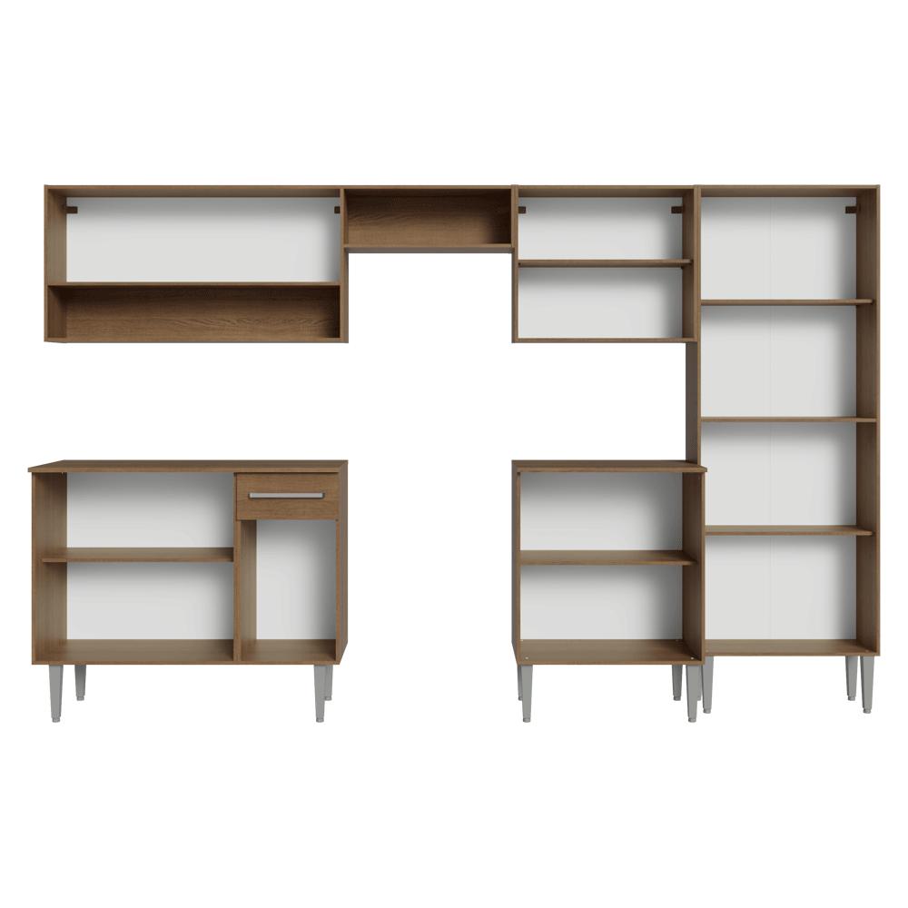 Armário de Cozinha Completa 293cm Rustic/Branco Emilly Madesa 09