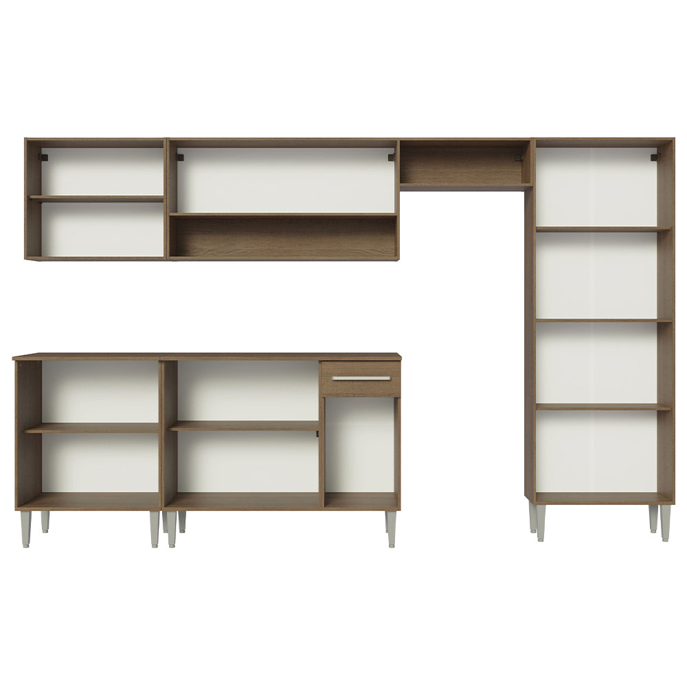 Armário de Cozinha Completa 293cm Rustic/Cinza Emilly Madesa 01