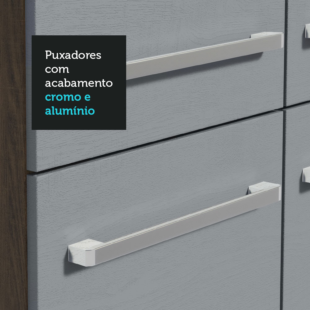 Armário de Cozinha Completa 293cm Rustic/Cinza Emilly Madesa 02