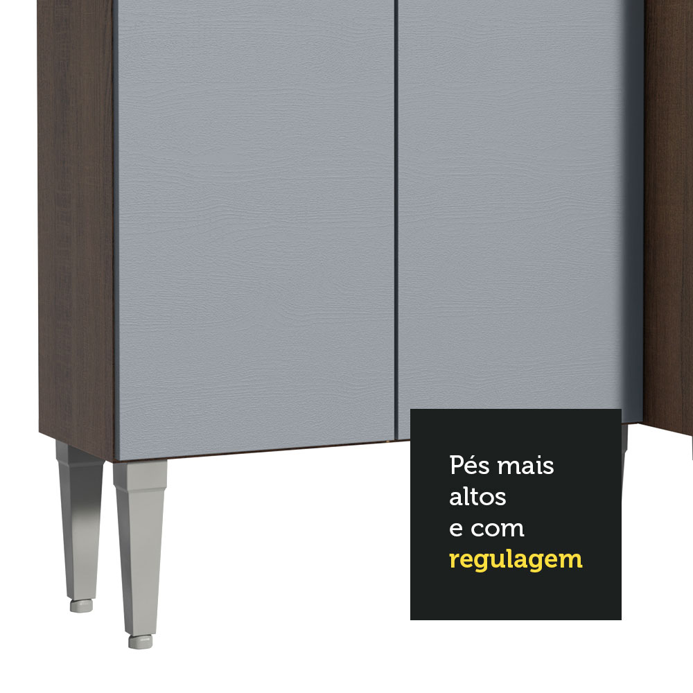 Armário de Cozinha Completa 293cm Rustic/Cinza Emilly Madesa 02