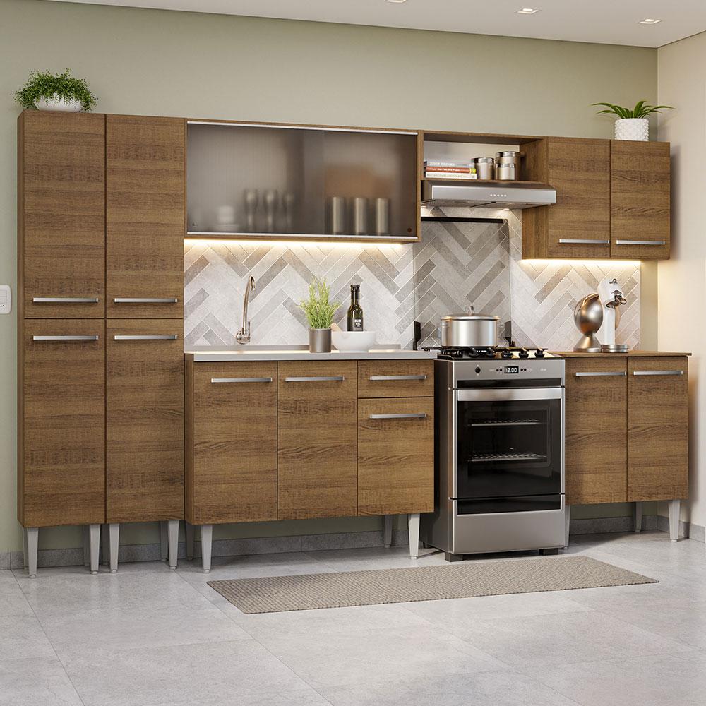 Armário de Cozinha Completa 293cm com Pia Rustic Emilly Madesa 06