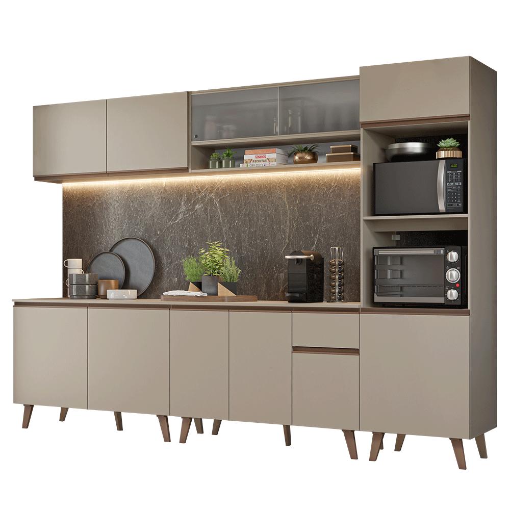 Armário de Cozinha Completa 300 cm Crema Nice Madesa 02