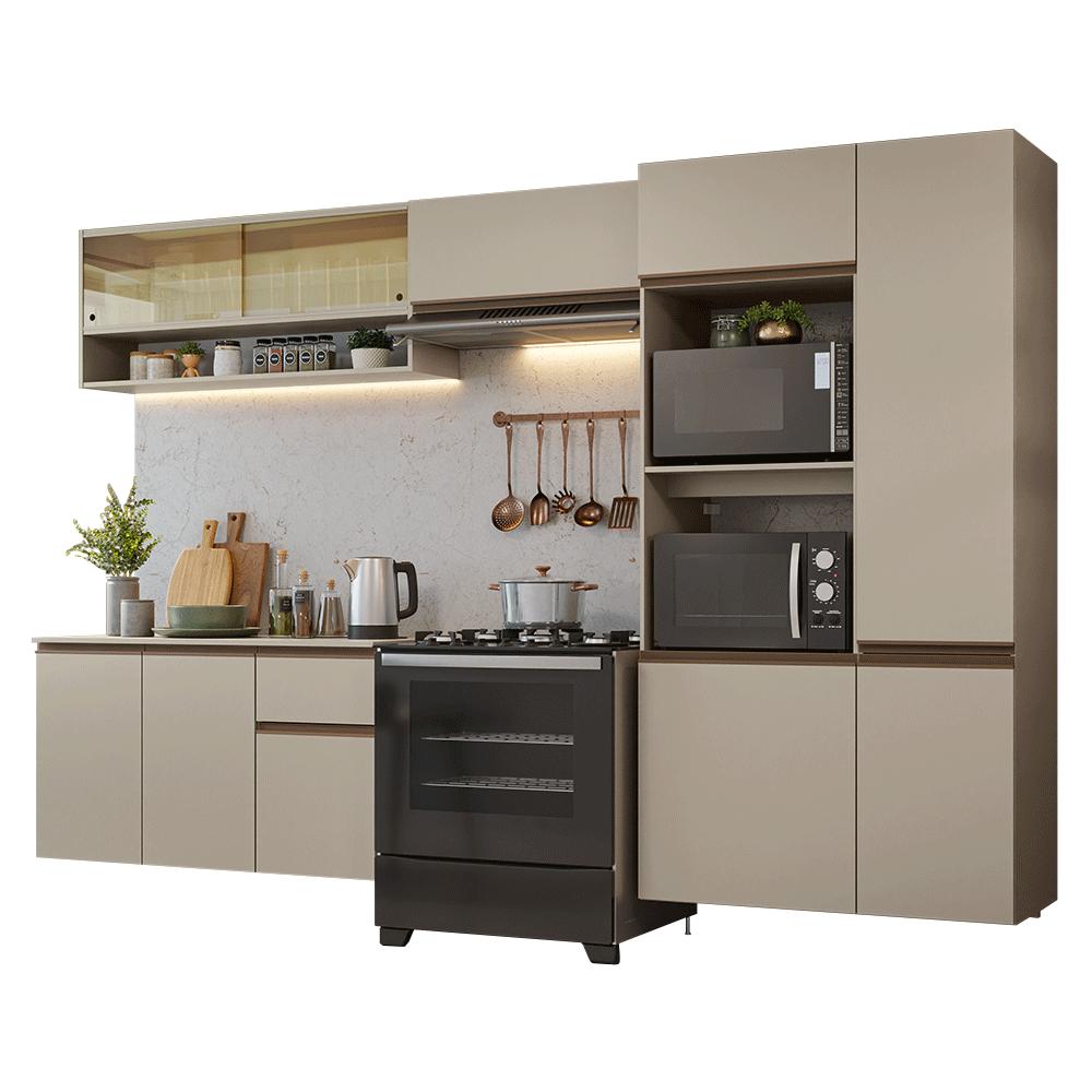 Armário de Cozinha Completa 300 cm Suspenso Crema Nice Madesa 07