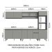 Armário de Cozinha Completa 300cm Cinza Nice Madesa 02