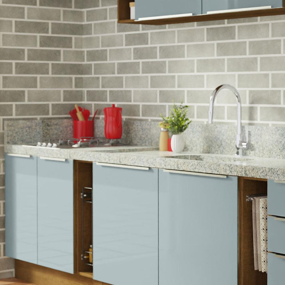 Armário de Cozinha Completa 300cm Rustic/Cinza Lux da Sabrina Madesa