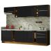 Armário de Cozinha Completa 300cm Rustic/Preto Lux da Sabrina Madesa