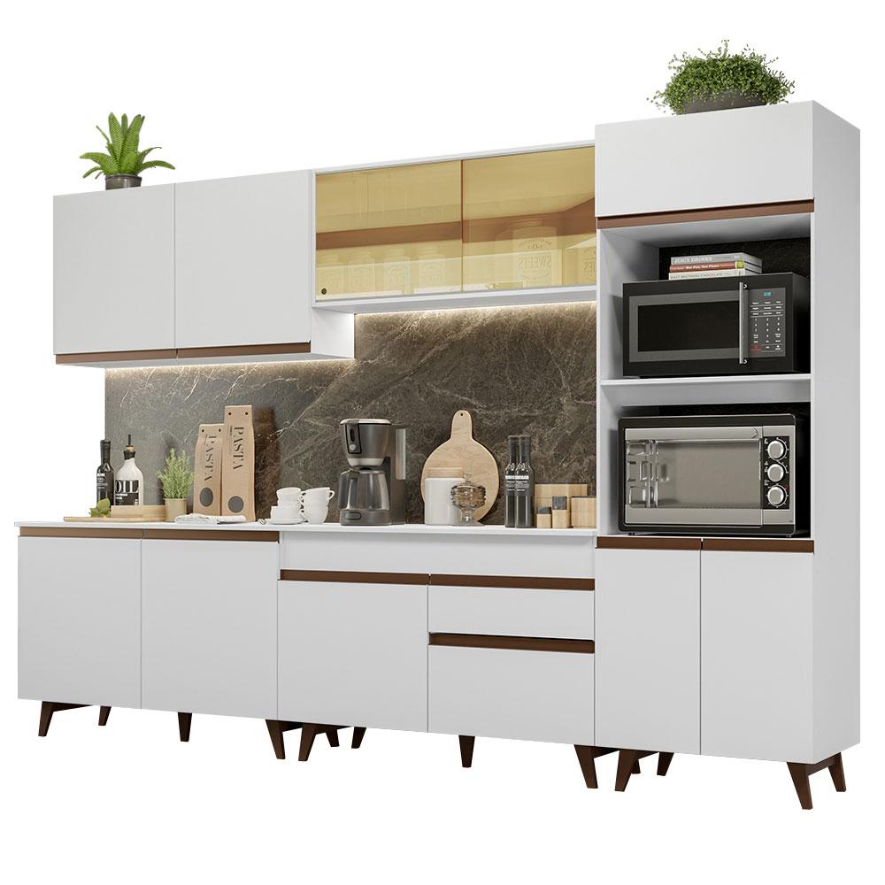 Armário de Cozinha Completa 310cm Branco Reims Madesa XA01
