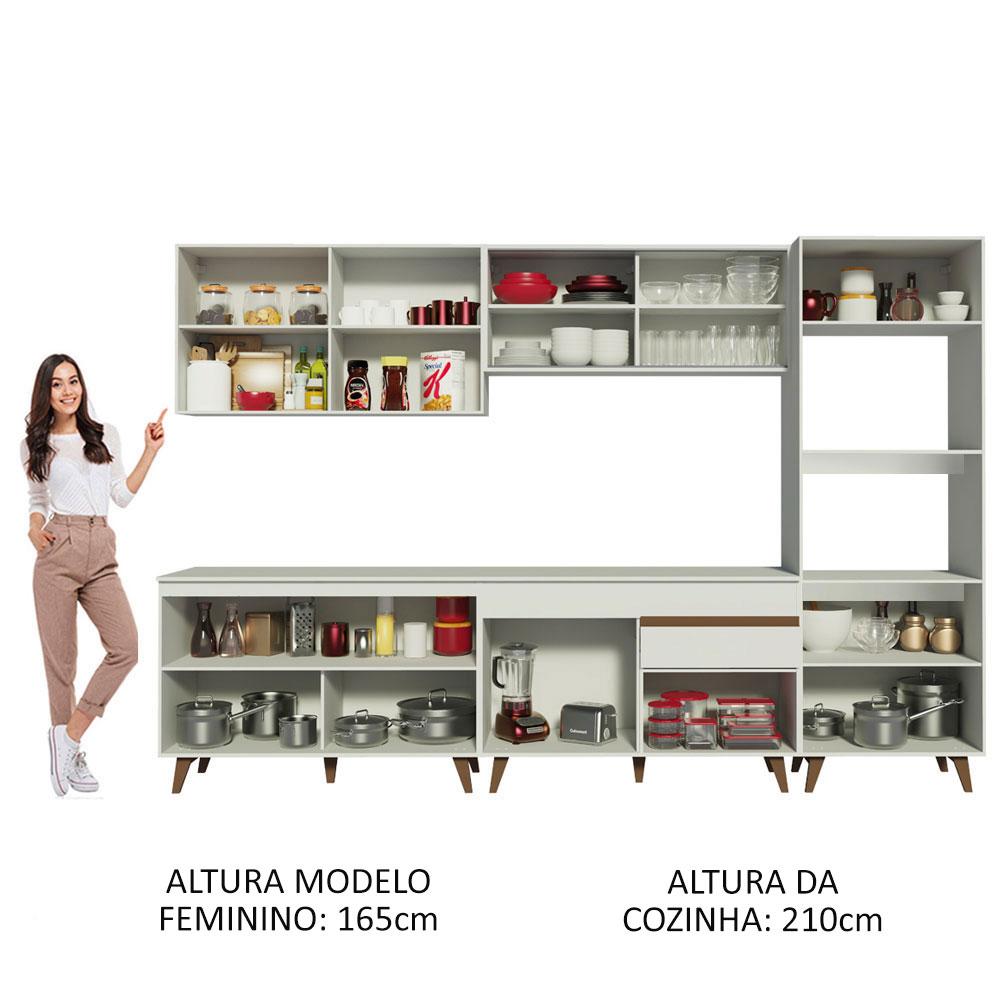 Armário de Cozinha Completa 310cm Branco Reims Madesa XA01