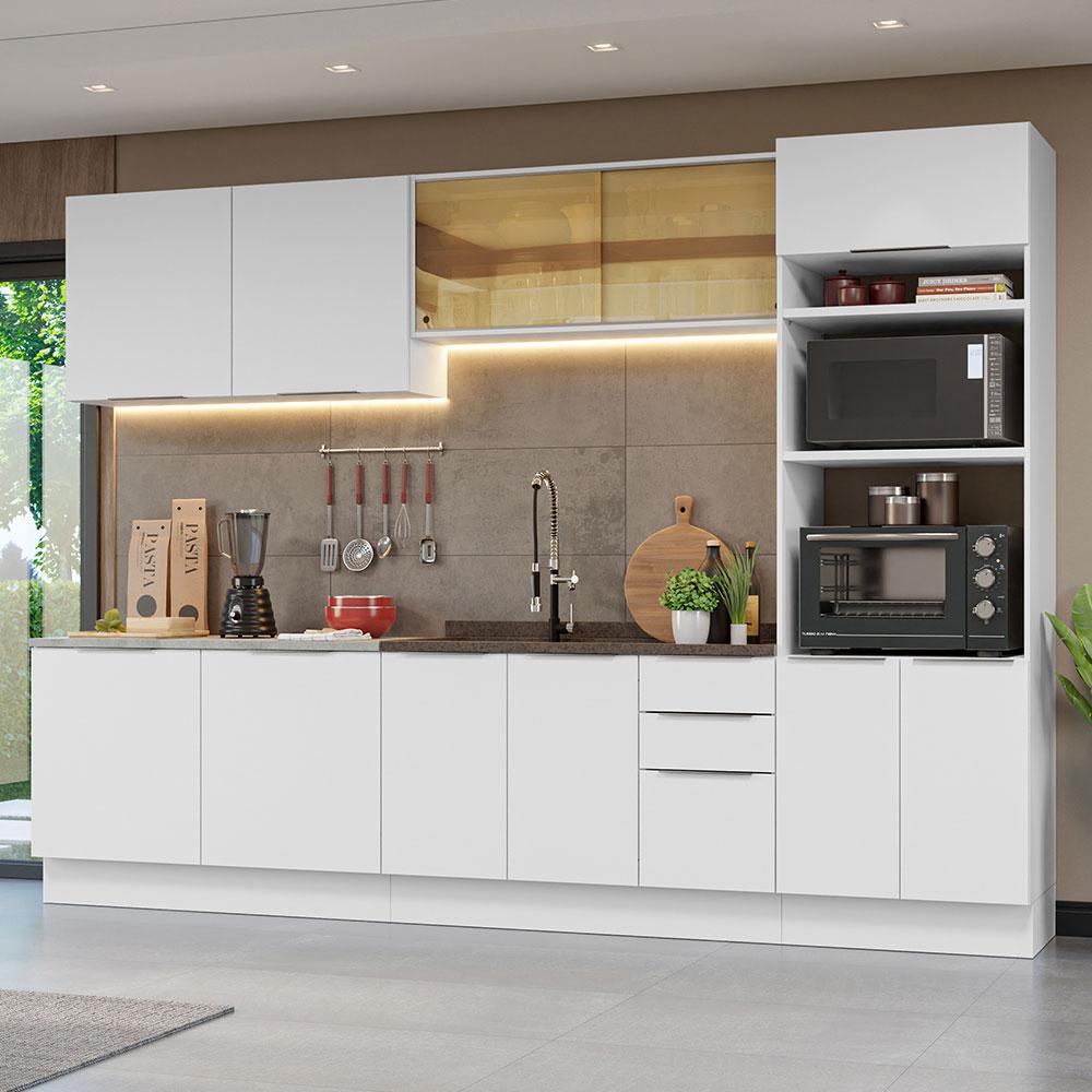 Armário de Cozinha Completa 310cm Branco Stella Madesa 03